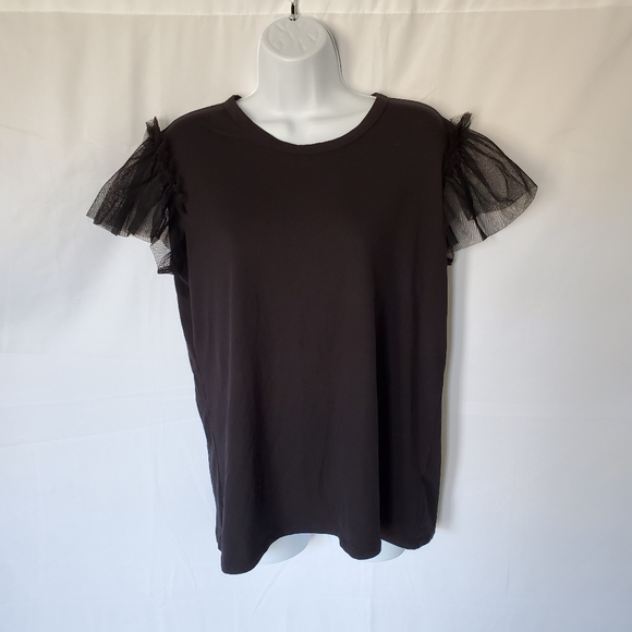 DREW Tops - DREW Black Tee & Mesh Sleeves Size L